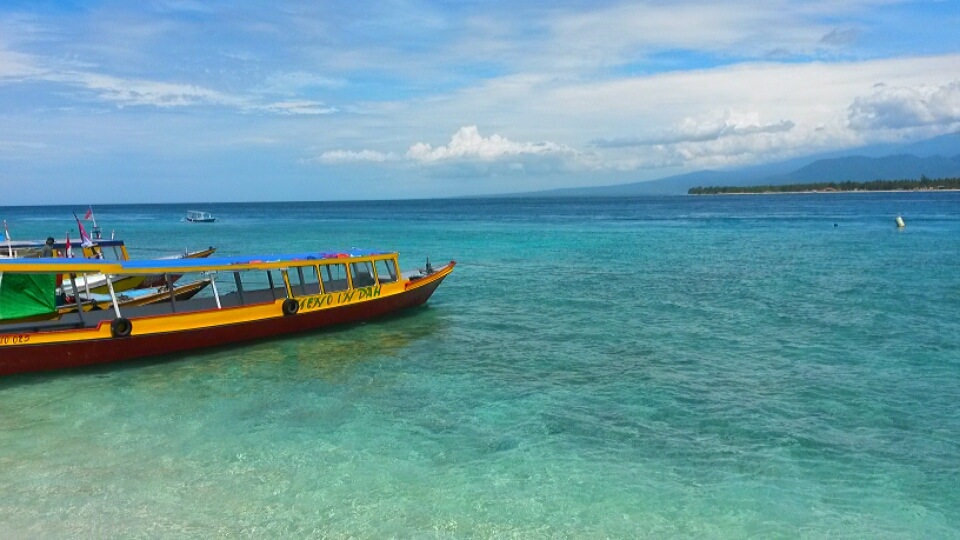 kleurrijke boot, gili eilanden, lombok, Indonesië, Zuid Oost-Azië